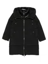 Moorer Long Hooded Padded Quilted Coat In Black