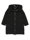 Moorer Long Hooded Padded Quilted Coat In Black