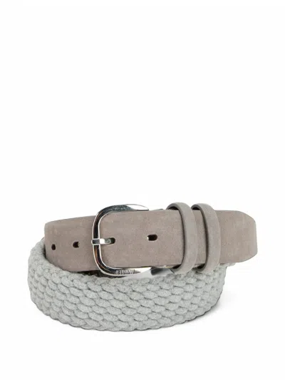 Moorer Cleowbt Braided Suede Belt In Gray