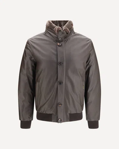 Moorer Cleros P1 Shearling Down Jacket In Brown