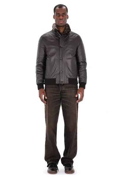 Moorer Cleros-p1 Goatskin Bomber Jacket In Gray