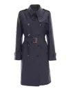 Moorer Navy Blue Trench Coat In Blue