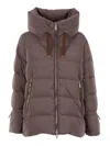 Moorer Gadia Hooded Puffer Jacket In Brown