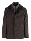 Moorer Textured-collar Single-breasted Coat In Brown