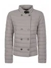 Moorer Double-breasted Quilted Down Coat With Shiny Buttons In Grey