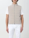 Moorer Quilted High Collar Sleeveless Jacket With Pockets In Cream