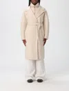 Moorer Long Quilted Jacket Belted Waist In White