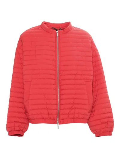 Moorer Elvira Quilted Zip-front Jacket In Orange