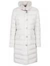 Moorer Vetiver-s3 Quilted Rabbit-fur Collar Jacket In White