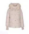 Moorer Quilted Jacket With Removable Fur Hood In Neutral