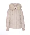 Moorer Quilted Jacket With Removable Fur Hood In Neutral