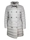 Moorer Double-breasted Down Coat Made Of Wool And Cashmere Padded With Soft Goose Down In Beige