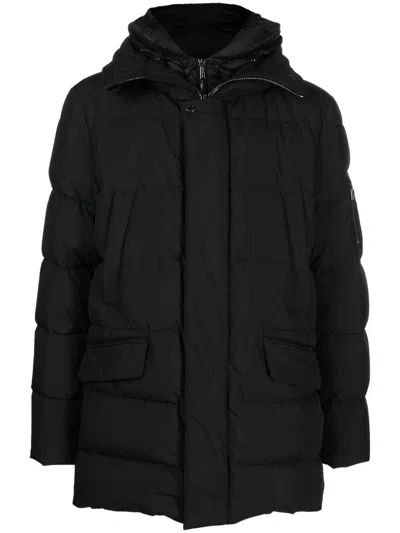 Moorer Hooded Padded Coat In Black