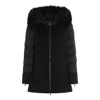Moorer Wool Blend Down Jacket With Fur Trim In Black