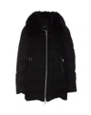 Moorer Wool Blend Down Jacket With Fur Trim In Black