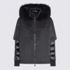 Moorer Hooded Jackets With Fur Trim And Quilted Sleeves In Black