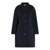 Moorer Padded Coat With Long Length And High Collar In Blue