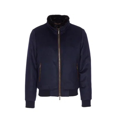 Moorer Long-sleeved Stand-collar Down Jacket In Blue