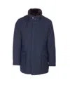 Moorer Short Jacket Featuring High Collar And Pockets In Blue
