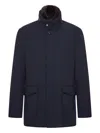 Moorer Short Jacket Featuring High Collar And Pockets In Blue