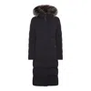 Moorer Padded Parka With Fur Hood And Pockets In Blue