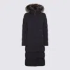 Moorer Padded Parka With Fur Hood And Pockets In Blue