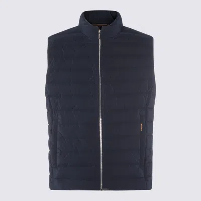 Moorer Quilted Zip Gilet In Blue