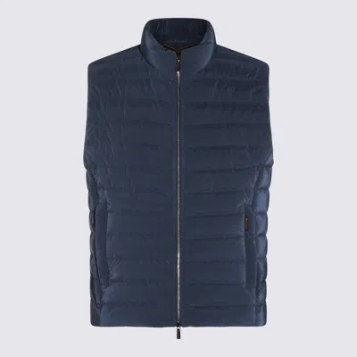 Moorer High-neck Quilted Down Vest In Blue