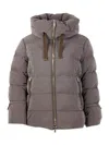 Moorer Hooded Puffer Jacket With Side Zip Pockets In Brown