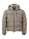 Moorer Quilted Down Jacket With High Collar And Removable Hood In Gray