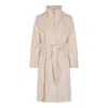Moorer Long Quilted Jacket Belted Waist In Neutral