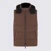 Moorer Hooded Quilted Down Jackets With Side Zip Pockets In Brown