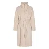Moorer Long Quilted Jacket Belted Waist In White