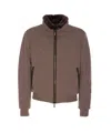 Moorer Casual Jacket With Fur Collar And Ribbed Finish In Brown