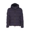 Moorer Quilted Hooded Jacket With Zippered Sleeves In Blue
