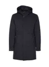 Moorer Long Padded Hooded Jacket With Adjustable Cuffs In Blue