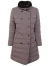 Moorer Cocoa Nylon Down Jacket With Removable Fur Collar In Brown