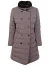 Moorer Cocoa Nylon Down Jacket With Removable Fur Collar In Gray