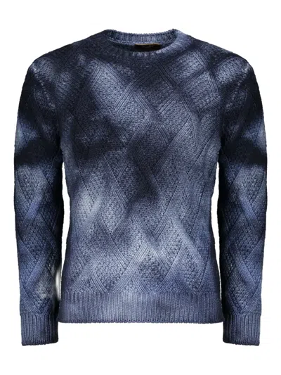 Moorer Cole-ltc Tie-dye Long-sleeve Sweater In Blue