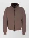 Moorer Casual Jacket With Fur Collar And Ribbed Finish In Brown