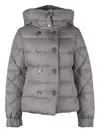 Moorer Collina Hooded Short Down Jacket In Grey