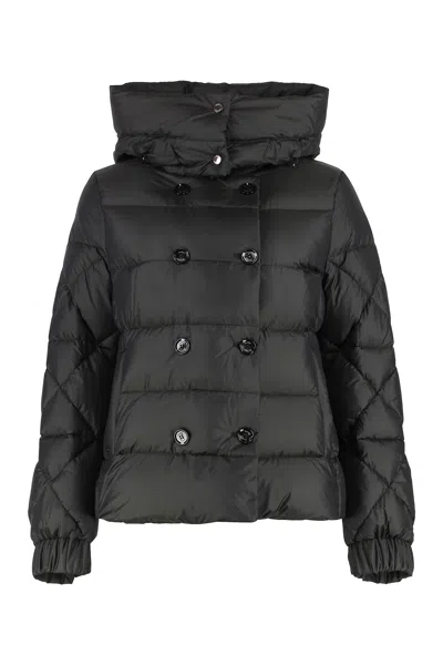 Moorer Collina Hooded Short Down Jacket In Black