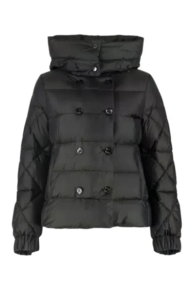Moorer Collinathc Hooded Double Breasted Down Jacket Nero In Black