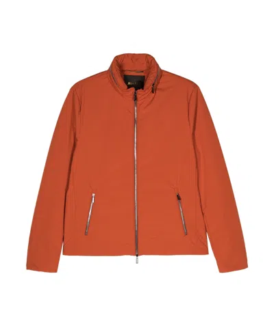 Moorer Concealed-hood High-neck Jacket In Orange