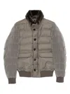 Moorer Quilted Puffer Jacket With Smooth Fabric Panels In Gray