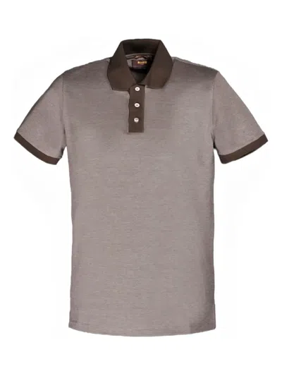 Moorer Contrast-collar Polo Shirt In Brown