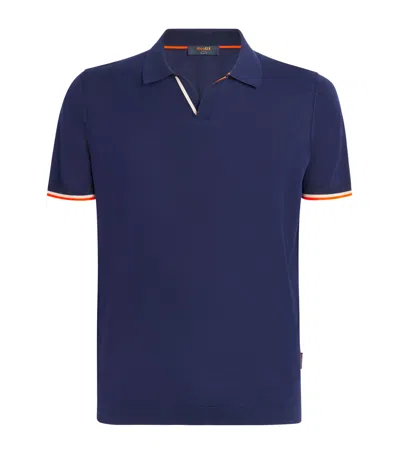 Moorer Contrast-detail Polo Shirt In Navy