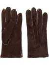Moorer Contrast-trim Suede Gloves In Brown