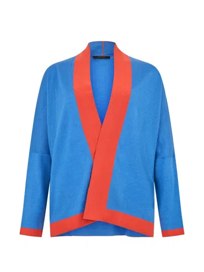 Moorer Contrast-trim Drop-shoulder Cardigan In Blue