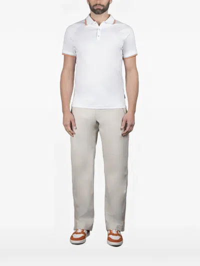 Moorer Contrast-trim Knit Polo In White